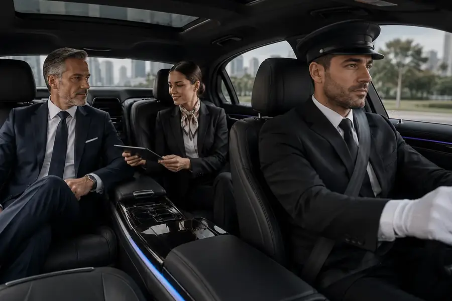 Corporate executive transportation with luxury black car service